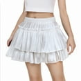 thumbnail image 2 of ZACPNCV Skirts for Girls Mini Little Festival Ruffle High Cut Cheerleader Cosplay Plain Skort Girls White 11-12 Years, 2 of 8