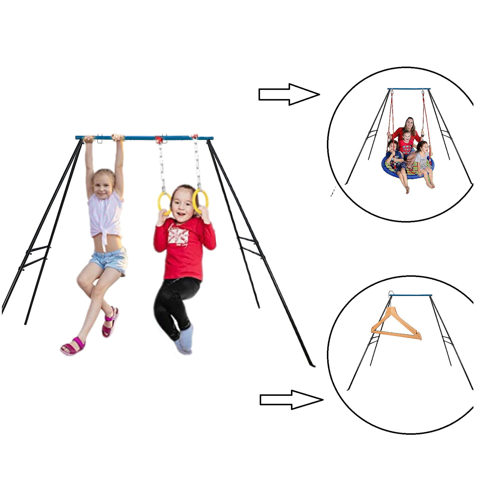 Dropship Swing Frame, New Upgraded A-Frame Swing Stand With Ground Nail,  Heavy Duty Metal Swing Frame, Fits For Most Swings & Yoga Swing, Anti-Rust  And Good Stability to Sell Online at a