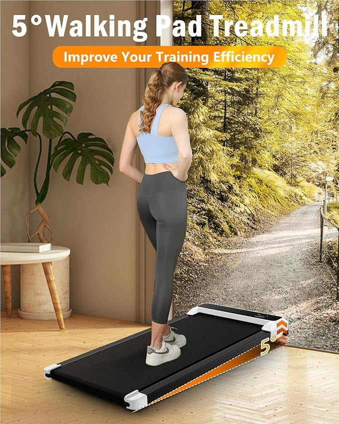 Under Desk Treadmill - 2 in 1 Walking Pad Treadmill of Compact Space, 2.5HP Quiet Desk Treadmill with Remote Control, LED Display, Portable Treadmill for Home Office,White