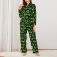 thumbnail image 2 of Pofeuu Monster Neon Head Print Womens Pajamas Set Long Sleeve Sleepwear Button Down Nightwear Soft Pj Lounge Sets Button Down Pajamas Women-X-Large, 2 of 7