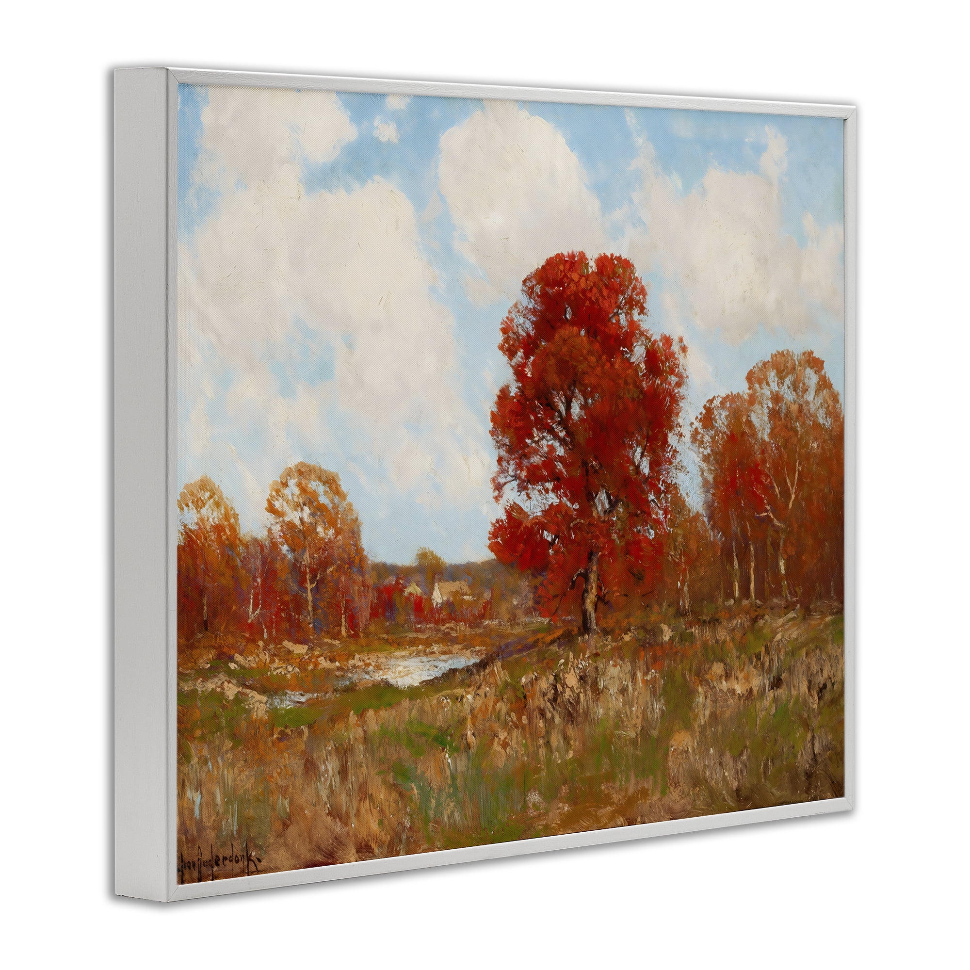 Fall Landscape with Red Foliage White Framed Giclee Art, design by Arlington Prints