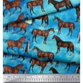 thumbnail image 2 of Soimoi polyester Crepe Fabric Men & Horse Animal Decor Fabric Printed Yard 42 Inch Wide, 2 of 3