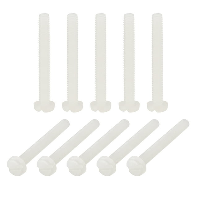 Unique Bargains Vis de Machine en Nylon, Boulons de Fixation à Tête Fendue M3x25mm, Blanc, Lot de 50