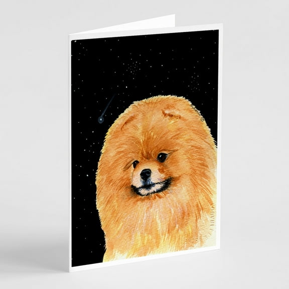 Starry Night Pomeranian Greeting Cards and Envelopes Pack of 8