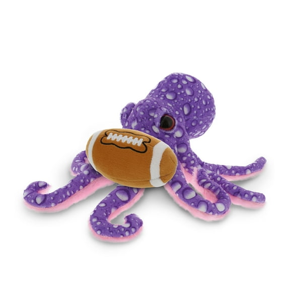 DolliBu Purple Octopus Stuffed Animal with Football Plush - Soft Huggable Octopus, Adorable Playtime Plush Toy, Cute Wildlife Gift, Ocean Plush Doll Animal Toy for Kids and Adults - 12 Inch