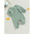 thumbnail image 3 of xiaxaixu Toddler Baby Rompers Solid Color Button Long Sleeve Cute Jumpsuit for Newborn Infant Fall Clothes, 3 of 8