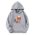 thumbnail image 4 of Tisuna 41 Hoodie For Girls Boys Child Ice Cream Print Long Sleeve Hooded Tops Stylish Comfortable Little Unisex Kids Autumn Winter Sweatshirt Grey Size 18-24 Months, 4 of 4