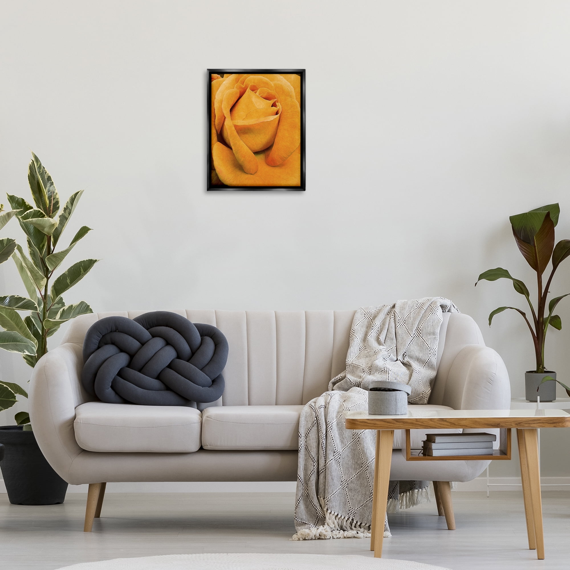 Stupell Industries Yellow Rose Close Up Botanical & Floral Painting Black Floater Framed Art Print Wall Art, 17 x 21