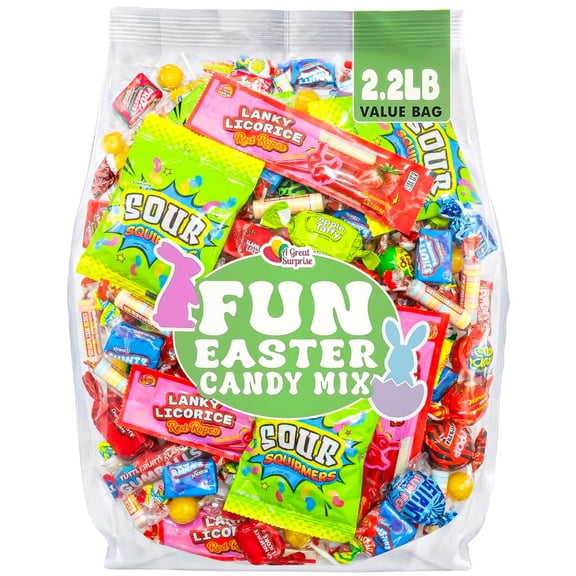 A Great Surprise Assorted Easter Candy Mix, 2.2 lb Bulk Individually Wrapped Candy Variety Pack for Easter Egg Fillers, Candy Bowls, Piñatas, Party Favors & Goodie Bags