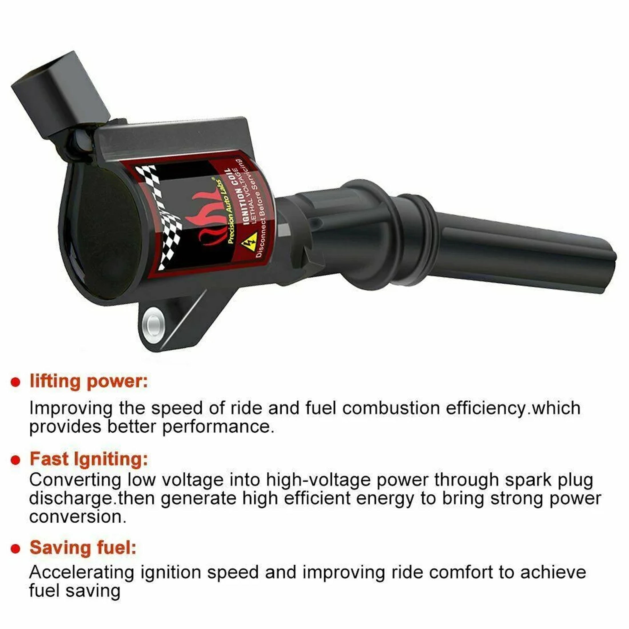 8 Pcs DG508 Ignition Coils and Spark Plugs Compatible with Ford F150 Lincoln 4.6L 5.4L V8, Black