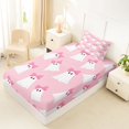 thumbnail image 4 of Manfei Pink Bow Ghosts Twin Sheets,Halloween Themed Print Bedding,3pcs,1 Fitted Sheet and 1 Pillowcase, 4 of 6