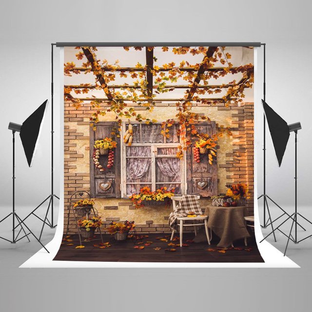 ABPHQTO Fondos de fotografía de 150x220cm para cabina de estudio fotográfico hojas de arce ladrillos foto de fondo fondos de cabina de fotos de boda
