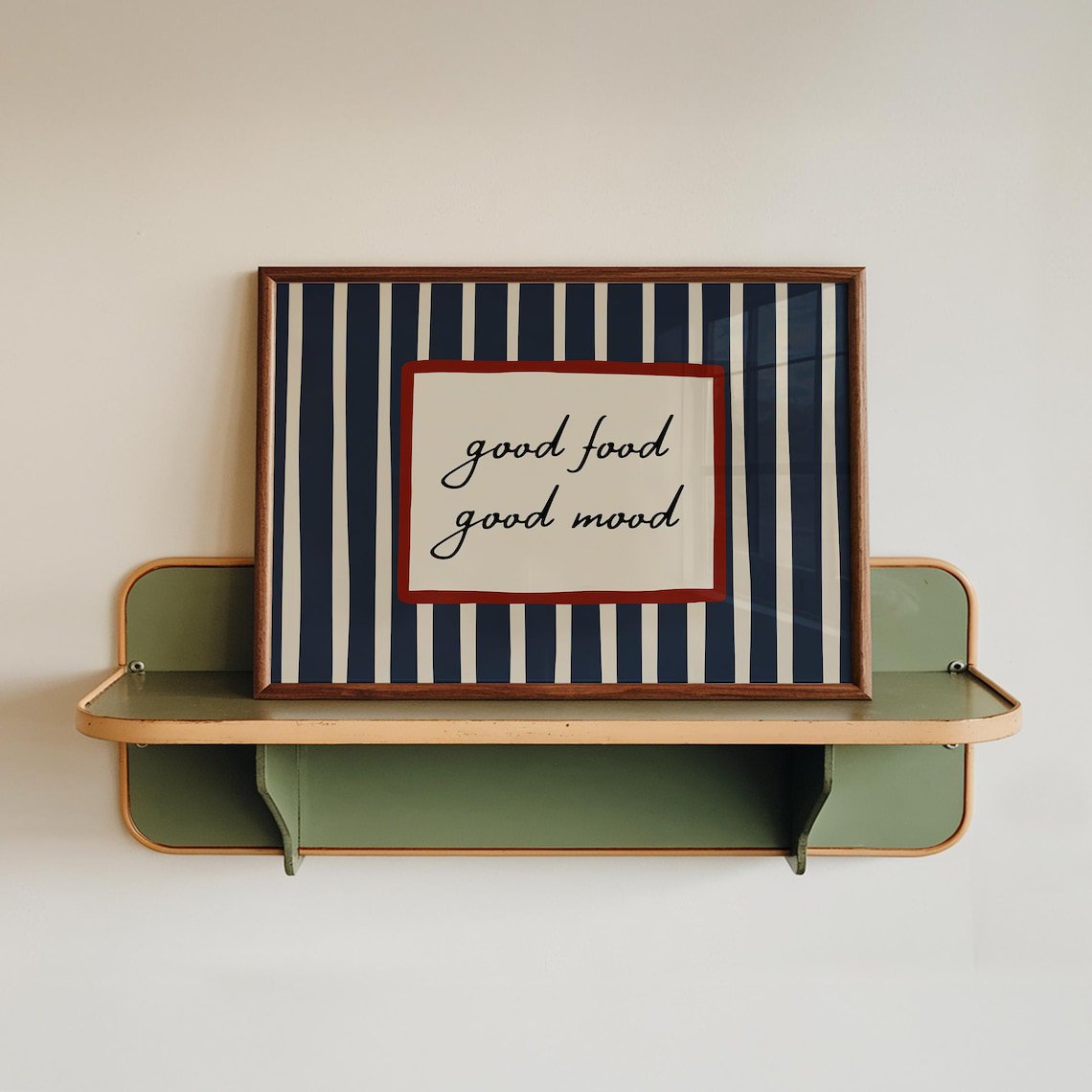 Good Food Good Mood Striped Kitchen Modern Minimalist Horizontal Typography Sign