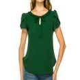 thumbnail image 4 of Women's Solid Overlapping Short Sleeve Top with Front Keyhole and Ruffle Accent, 4 of 5