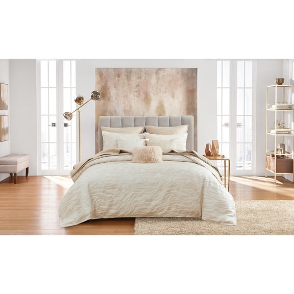 Studio 16, Toronto - Imani Lurex Jacquard 3-Piece Duvet Cover Set (Full/Queen) with Flange Detailing- Luxurious, Modern Design