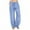 Blue, variant on Annhoo Women Casual Cotton Linen Pants Striped Drawstring Elastic Waisted Wide Leg Vacation Trousers with Pockets