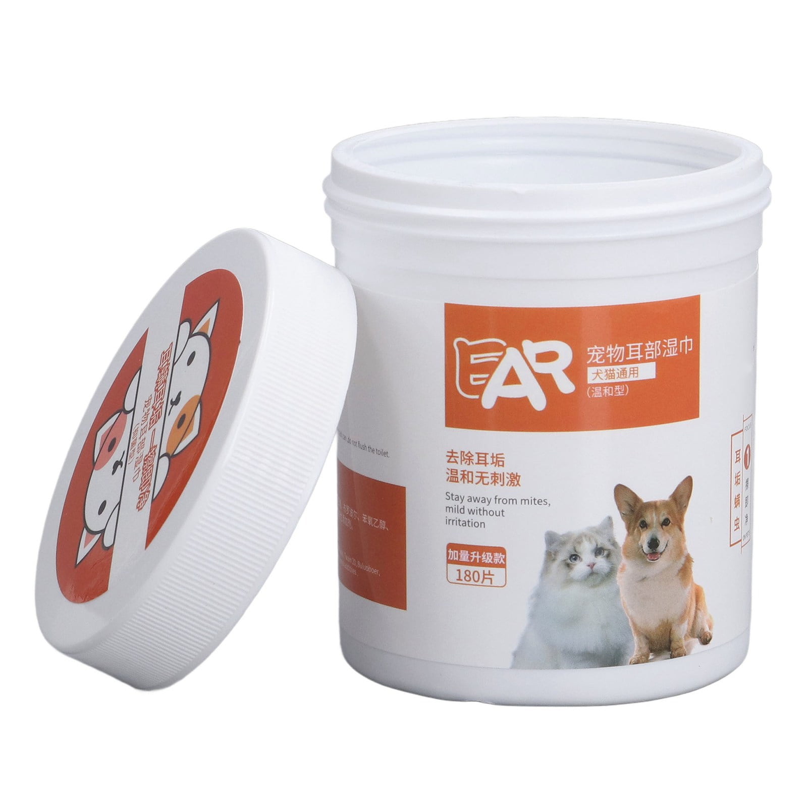 Crtynell Ear Wipes,180pcs Dog Ear Cleaner Wipes Removes Wax Itching