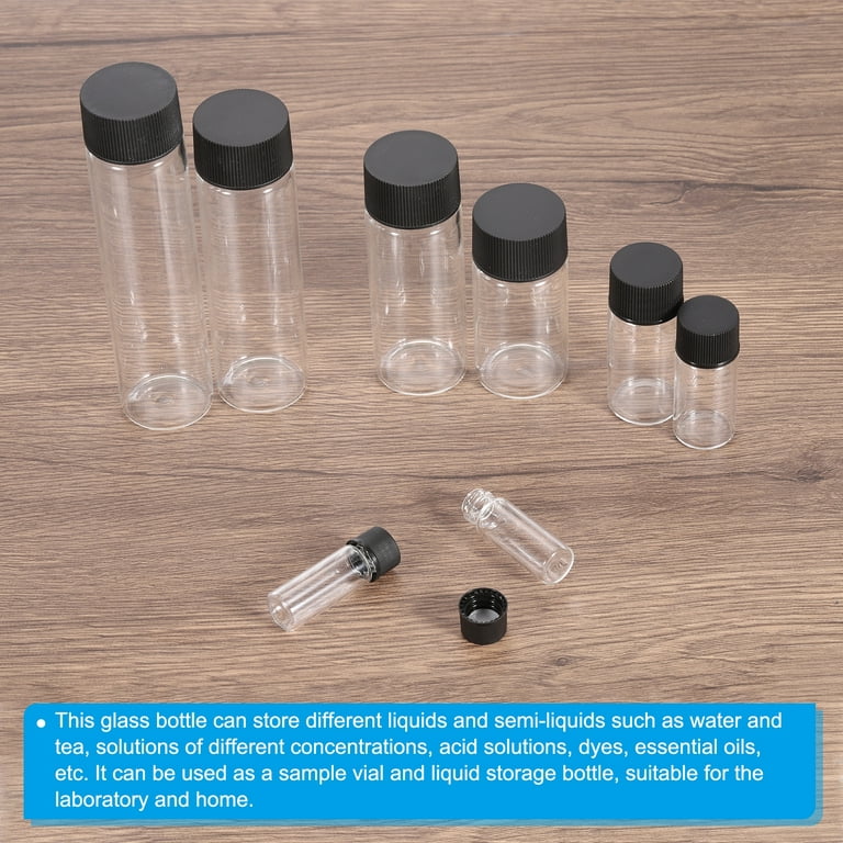 Uxcell 2ml Media Storage Bottle, 15 Pack Reagent Media Bottle Glass Bottles with Plastic Screw Cap for Lab, Clear, Size: 2 ml
