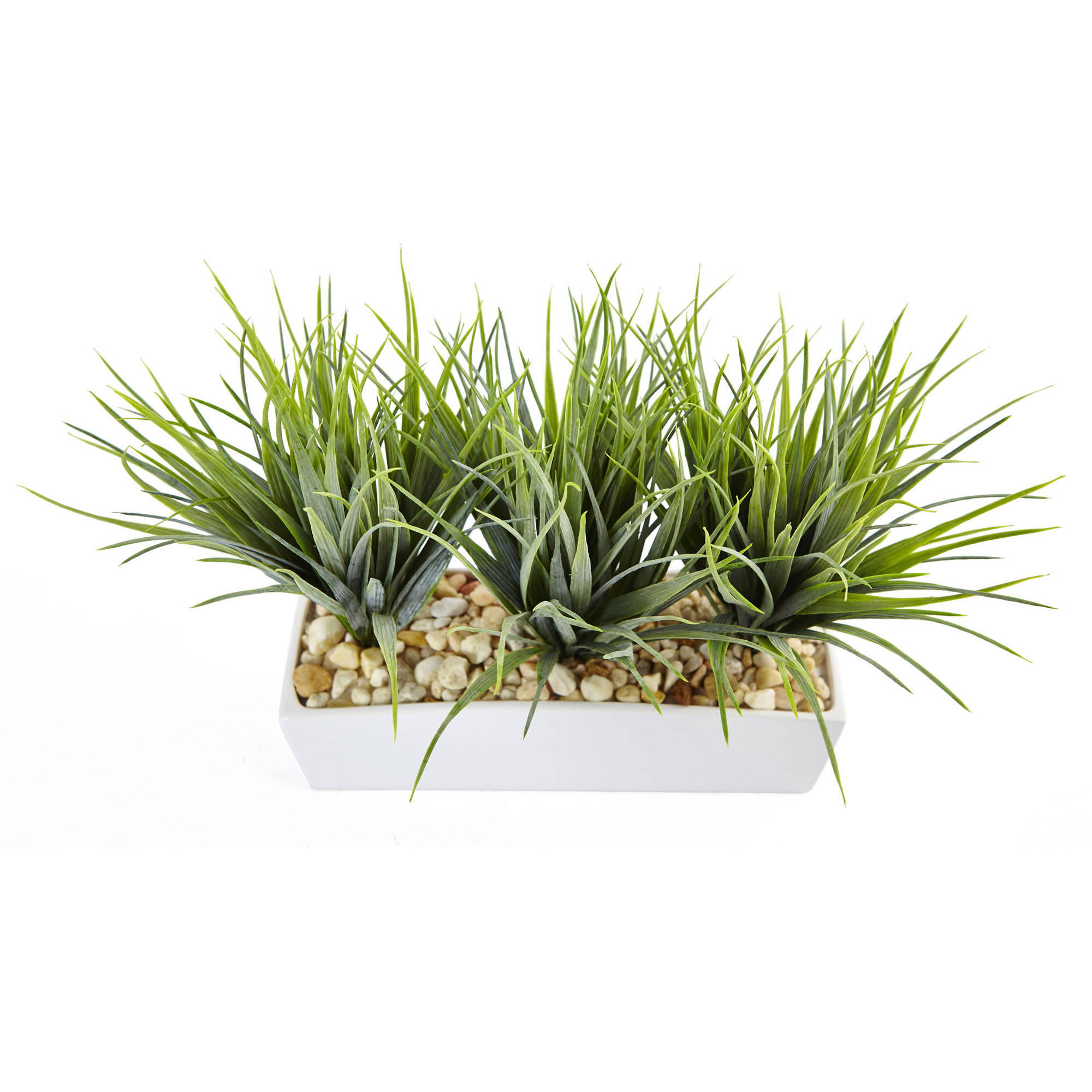 Nearly Natural Green 17"W x 8"D Vanilla Grass in a White Rectangular Planter - image 2 of 4