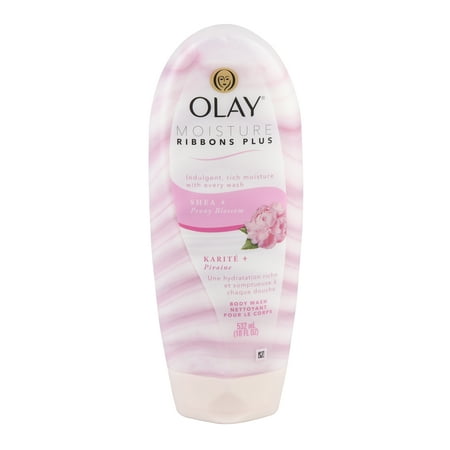 (3 pack) (3 pack) Olay Moisture Ribbons Plus Shea and Peony Blossom Body Wash, 18 oz