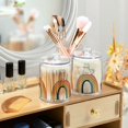 thumbnail image 3 of Yayeee 2 Pack Qtip Holder Bathroom Cotton Swab Canister with Lid Clear Dispenser Set, White Cat Rainbow, 3 of 6