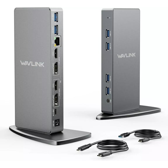 WAVLINK USB 3.0 Laptop Docking Station Dual 5K/4K, HDMI & DP, 6 USB, LAN, Audio