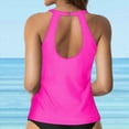 thumbnail image 5 of TOWED22 Women Underwire Tankini Top Only - Twist Front High Neck Bathing Suit Swim Top Tummy Control Cross Swimsuit(Hot Pink,M), 5 of 7