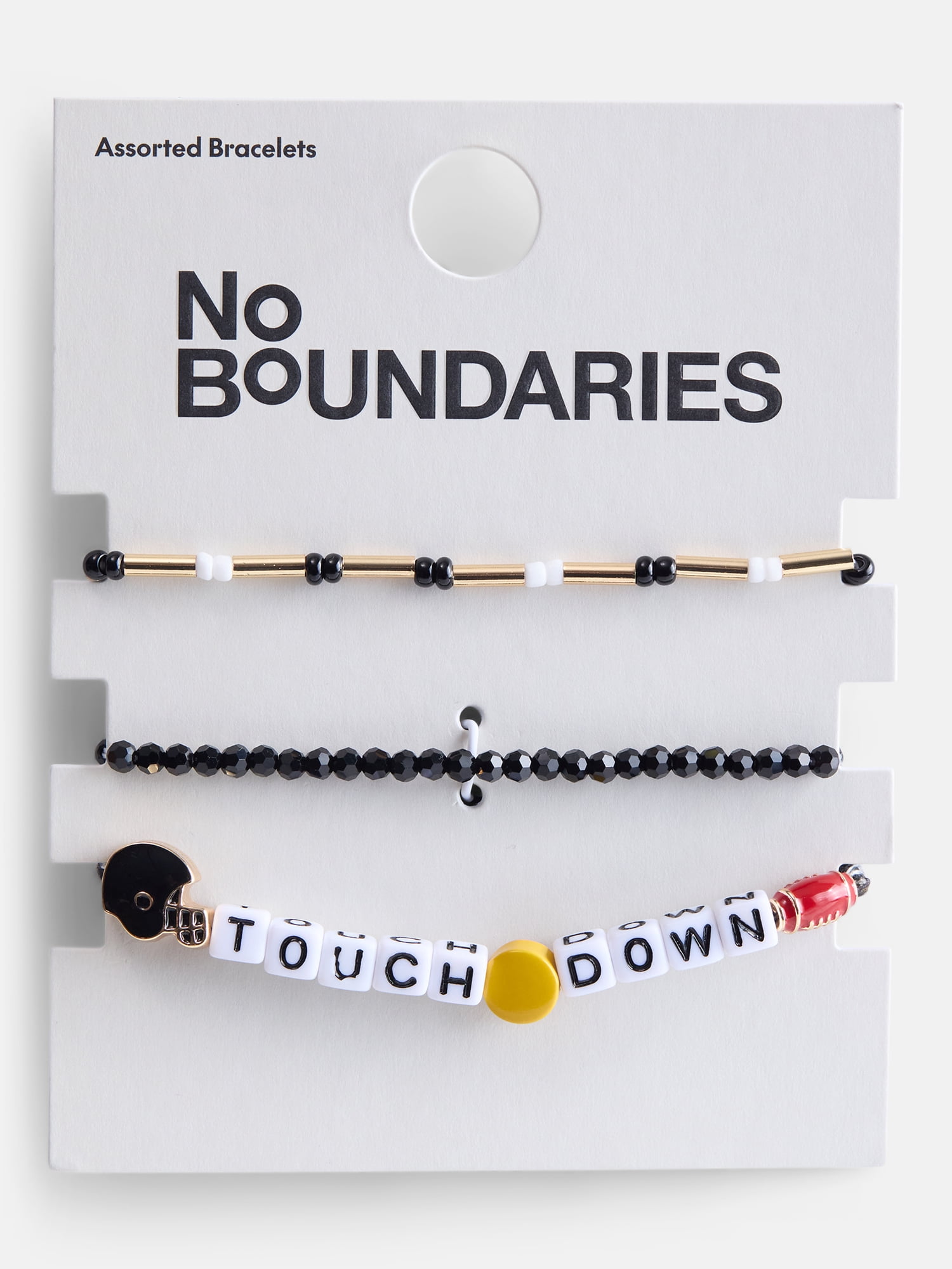 No Boundaries Women's Game Day Beaded Stretch and Slide Bracelets Set, 3 Piece