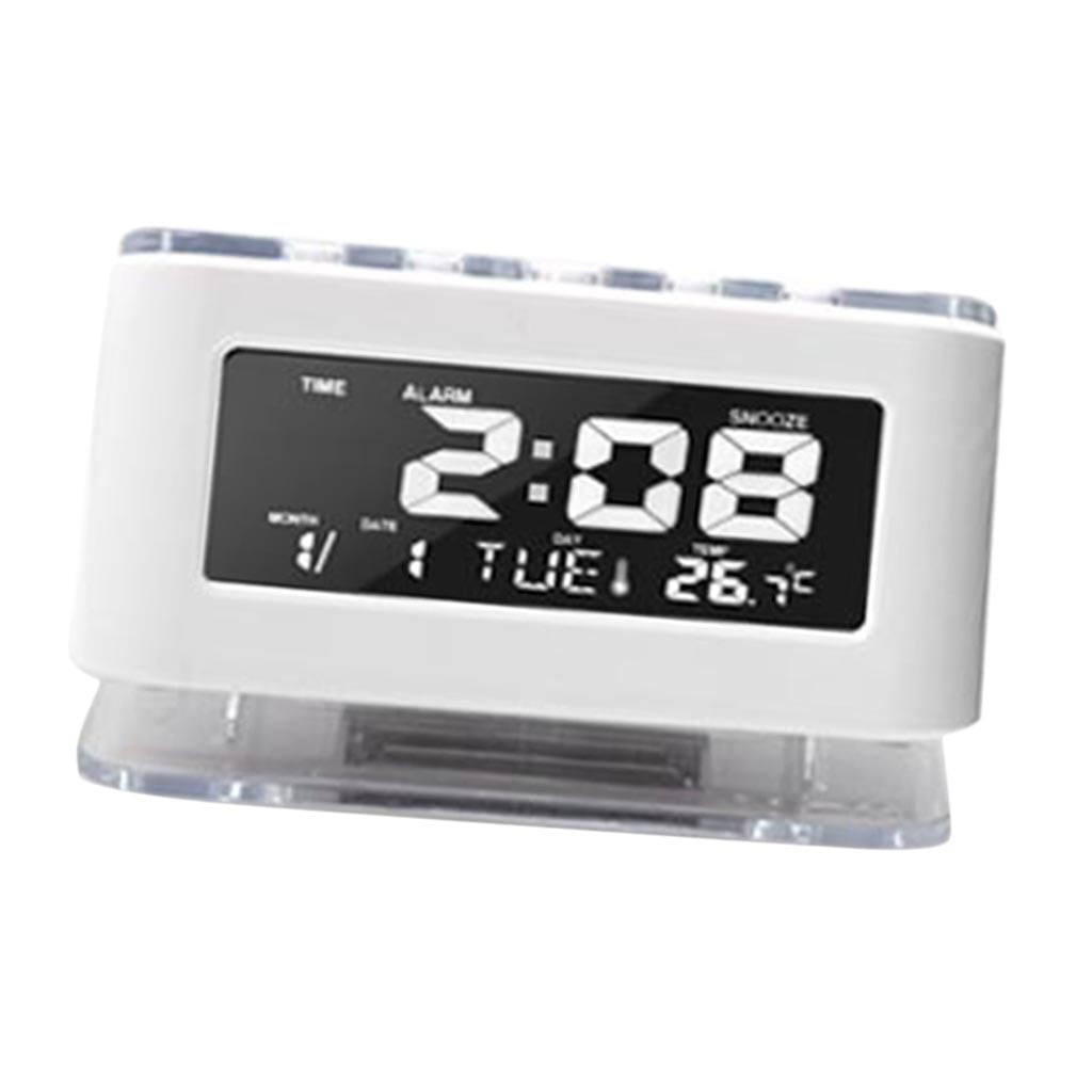 hyranger Digital LED Alarm Clock 35005002 Dimmer Control Temperature Function for Bedroom Mirror Clock Large White Digital Display,Dual Alarm with Snooze Office White Travel,Battery&USB Powered 