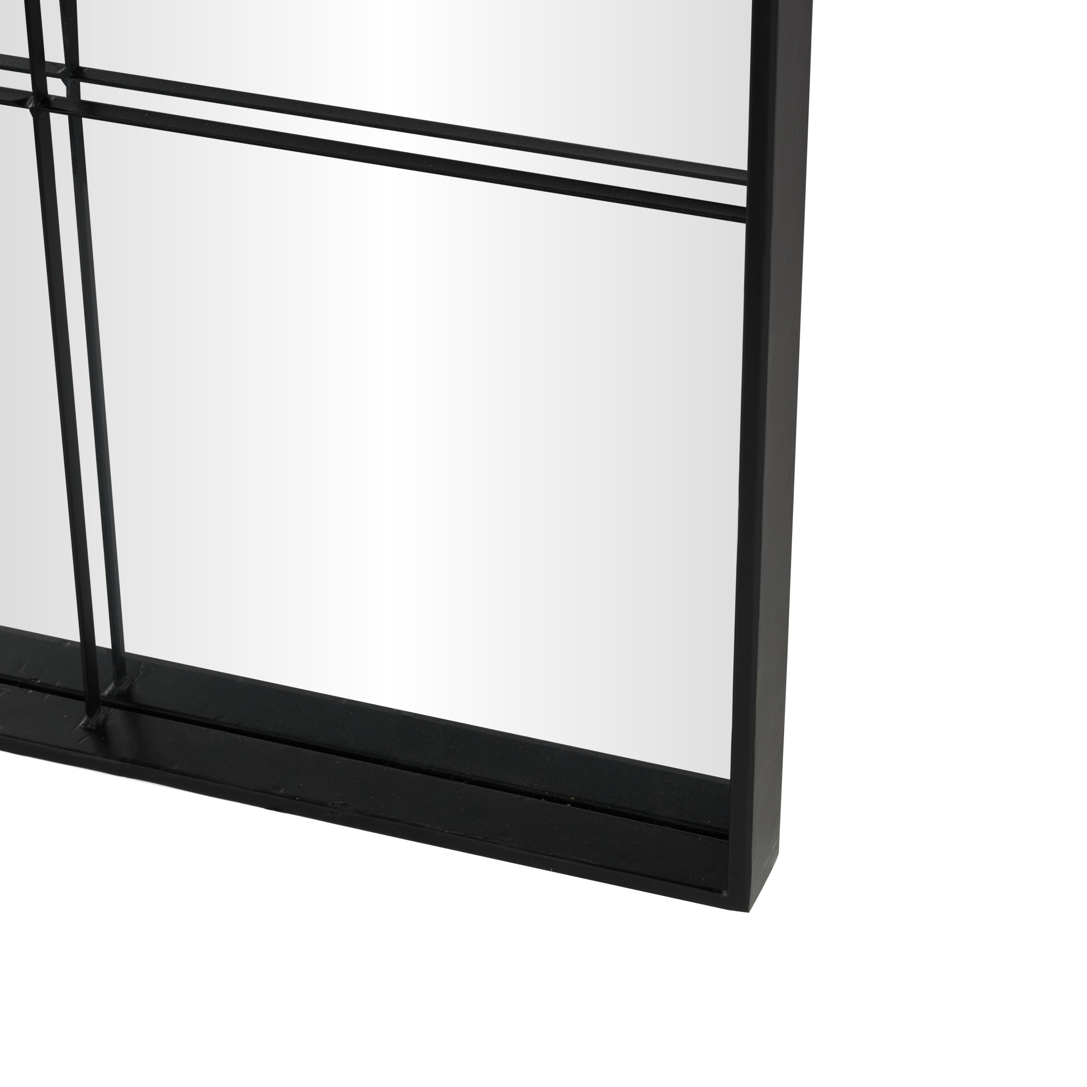DecMode 39" x 79" Black Metal Window Pane Inspired Floor Mirror