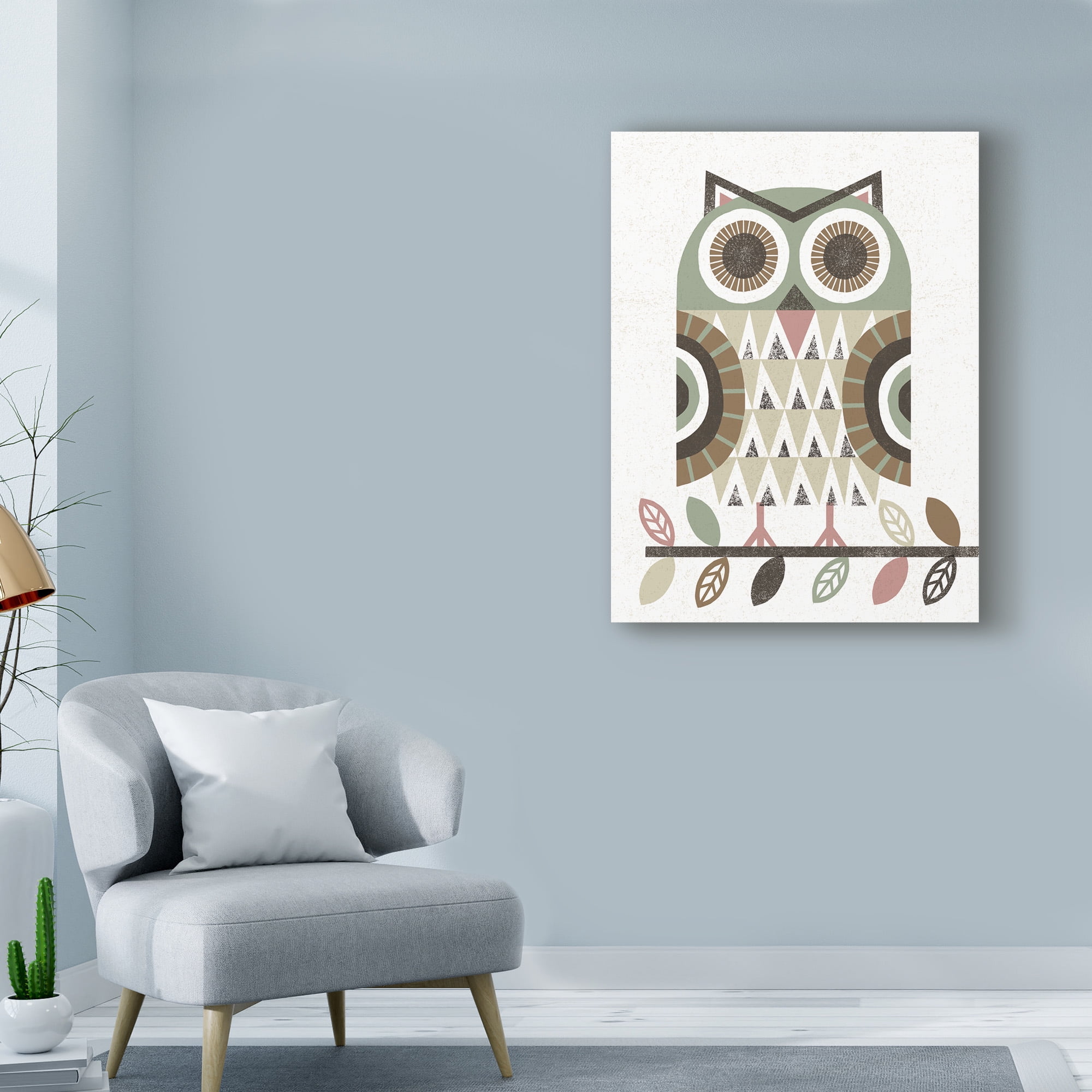 Trademark Fine Art 'Folk Lodge Owl v2 Hygge' Canvas Art by Michael Mullan