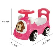 Timate: Push & Ride Racer - Pink & Monkey - Foot-To-Floor Car Ride-On, Push Handle, Air Horn, Anti-Rolling Design, Seat Storage, Toddlers Ages 1-2