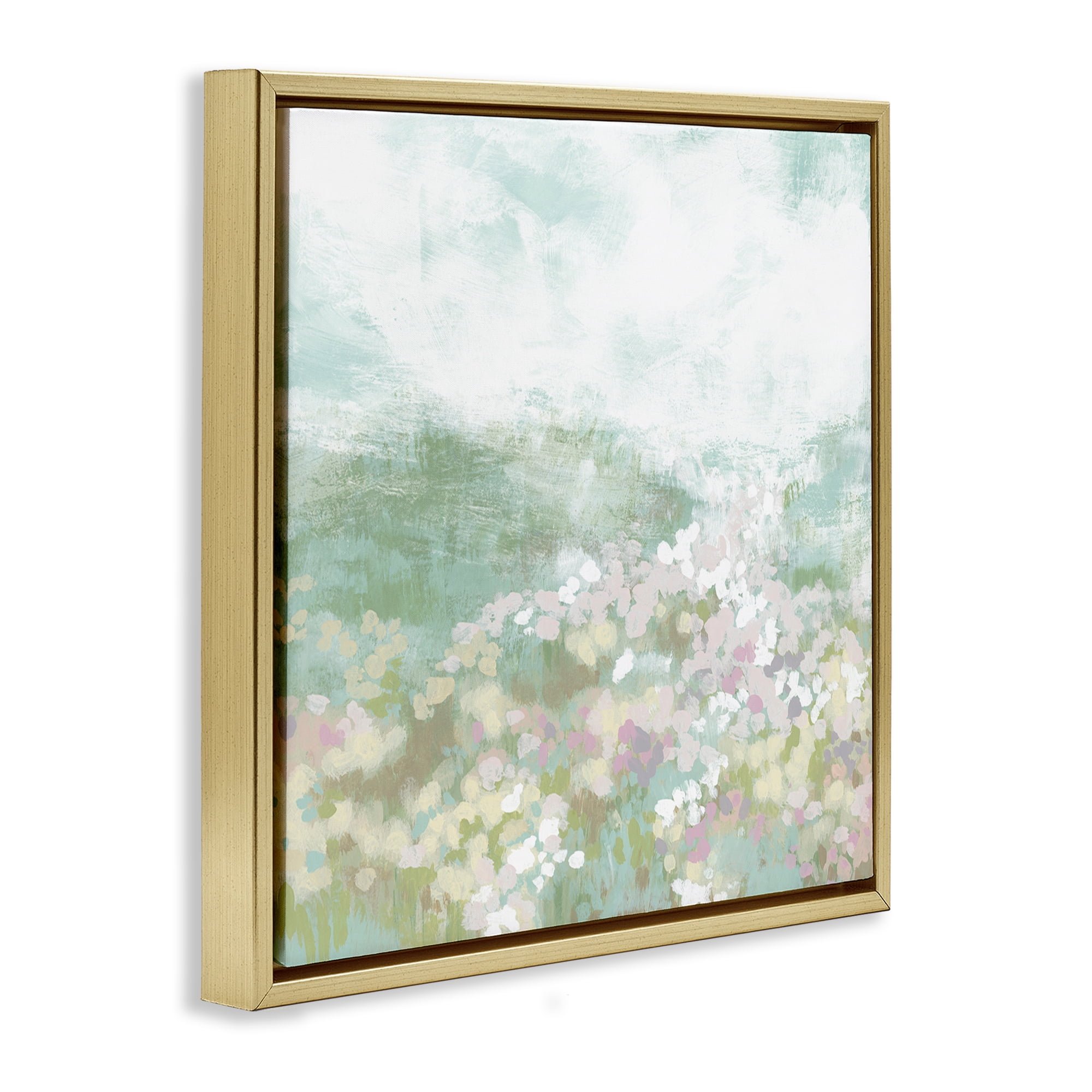 Stupell Industries Rural Countryside Impression Landscape Painting Gold Floater Framed Canvas Art Print Wall Art, 18 x 18