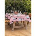 thumbnail image 2 of Outdoor Tablecloth with Umbrella Hole and Zipper, Pink Christmas Snowman Rectangle Table Cloth 60x102 Inch Waterproof Tablecloth, Winter Snowflakes Xmas Tree Forest Picnic Table Cover for Patio, 2 of 7