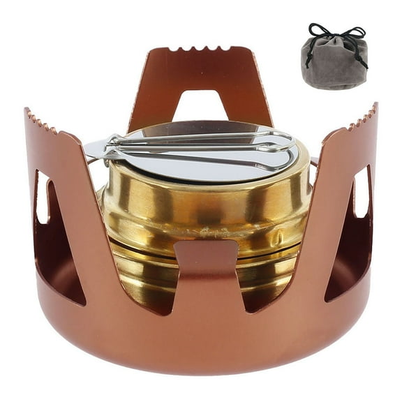 Alcohol Backpacking Stove, Portable Stainless Steel Outdoor Alcohol Fuel Stove,Lightweight Brass Spirit Burner, For Bbq Camping Hiking Picnic