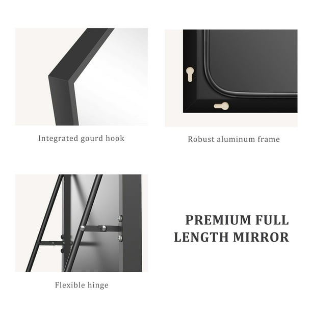 EDX Arched Full Length Mirror 59"x16" Full Body Mirror Rectangle Free Standing Wall Mounted Leaning Hanging Floor Mirrors, Black EDX Arched Full Length Mirror 59"x16" Full Body Mirror Rectangle Free Standing Wall Mounted Leaning Hanging Floor Mirrors, Black - Image 4