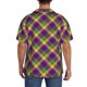 thumbnail image 3 of Balery Mardi Gras Plaid Camisa Casual de Manga Corta con Botones para Hombre, Texturizada, Estilo Cubano, para Playa, Verano-Small, 3 of 5