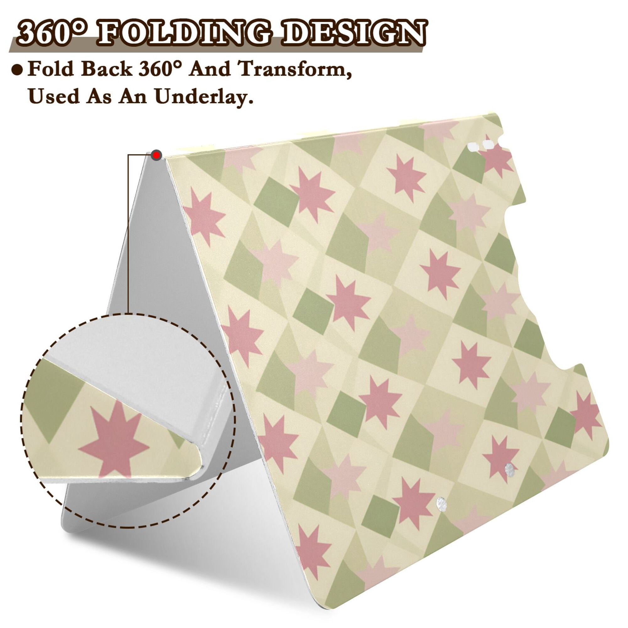 FORMRS A4 Clipboard Folder with Pen Holder Horizontal Foldable School Office Binder, Pastel Green Geometric