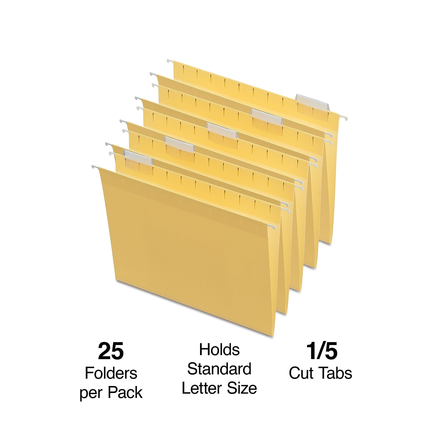 Staples Hanging File Folders 5-Tab Letter Size Yellow 25/Box (163519) TR163519