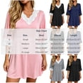 thumbnail image 4 of Bovxnpu Womens Nightgowns Sleepshirts Nightshirts Pajama Dress V Neck Lace Loose 3/4 Sleeve Sleep Dress Sleepwear, 4 of 8