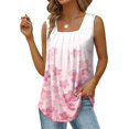 thumbnail image 4 of Puntoco Camiseta sin mangas estampada con cuello cuadrado para mujer Camiseta holgada, 4 of 5