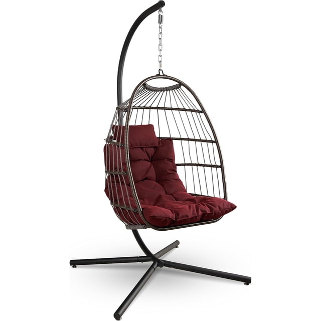 Chaise Balançoire Suspendue Chaise Longue Chaise de Terrasse Hamac de Balançoire d'Extérieur avec Oreiller Intégré &; Protection de la Canopée et Accoudoirs Recouverts de Mousse Résistant à l'Eau - Rose