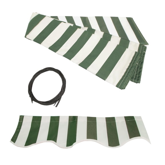 ALEKO 8'x6.5' Retractable Awning Fabric Replacement, Green and White Striped Color