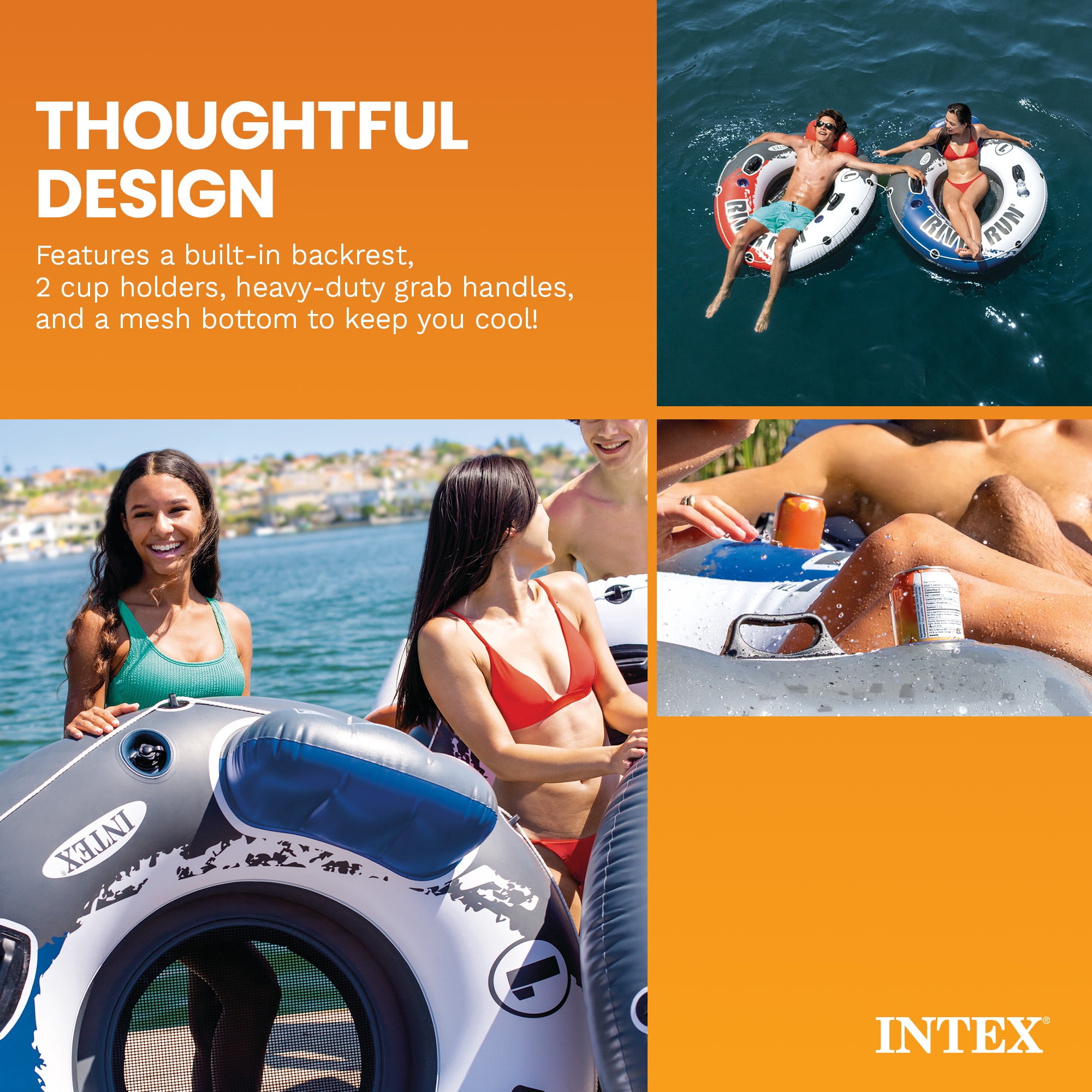 Intex River Run 1 Person Inflatable Floating Tube Lake/Pool/Ocean Raft (8 Pack)
