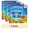(3 pack) Capri Sun Flavored Juice Drink Blend from Concentrate with Other Natural Flavor Juice Drink Blend, 30 Pouches, for Strawberry Kiwi, All Natural Ingredients, 6 fl oz