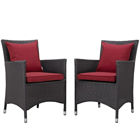 Modway Convene 2 Piece Outdoor Patio Dining Set in Espresso Red