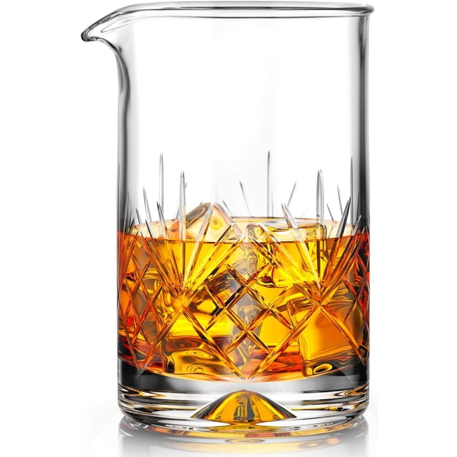 Vaso mezclador de cócteles de cristal MOFADO - 18oz 550ml - Fondo pesado de grosor - Diseño sin costuras premium