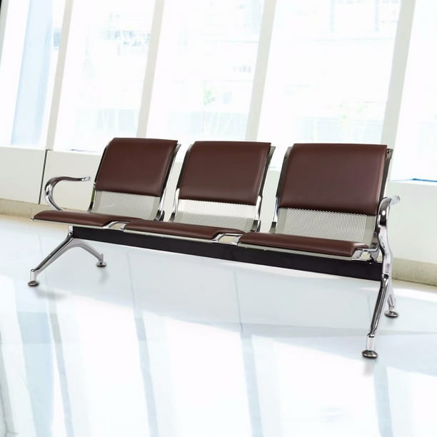 Kinbor 3SEAT Airport Waiting Room Chairs PU Leather Reception Lobby