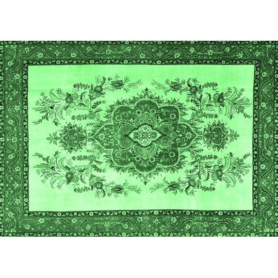 Ahgly Company Indoor Rectangle Persian Emerald Green Traditional Area Rugs, 2' x 3'