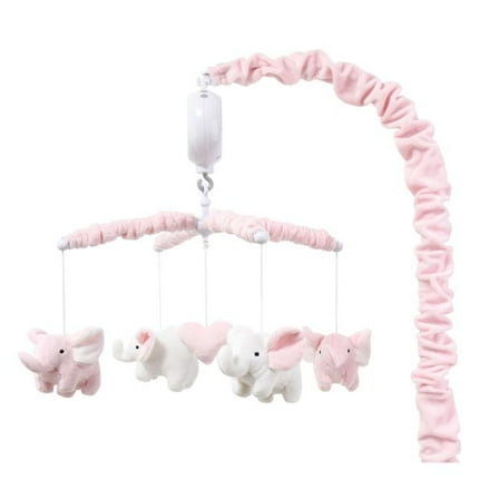 The Peanutshell Baby Crib Mobile for Girls, Pink Elephant, Musical